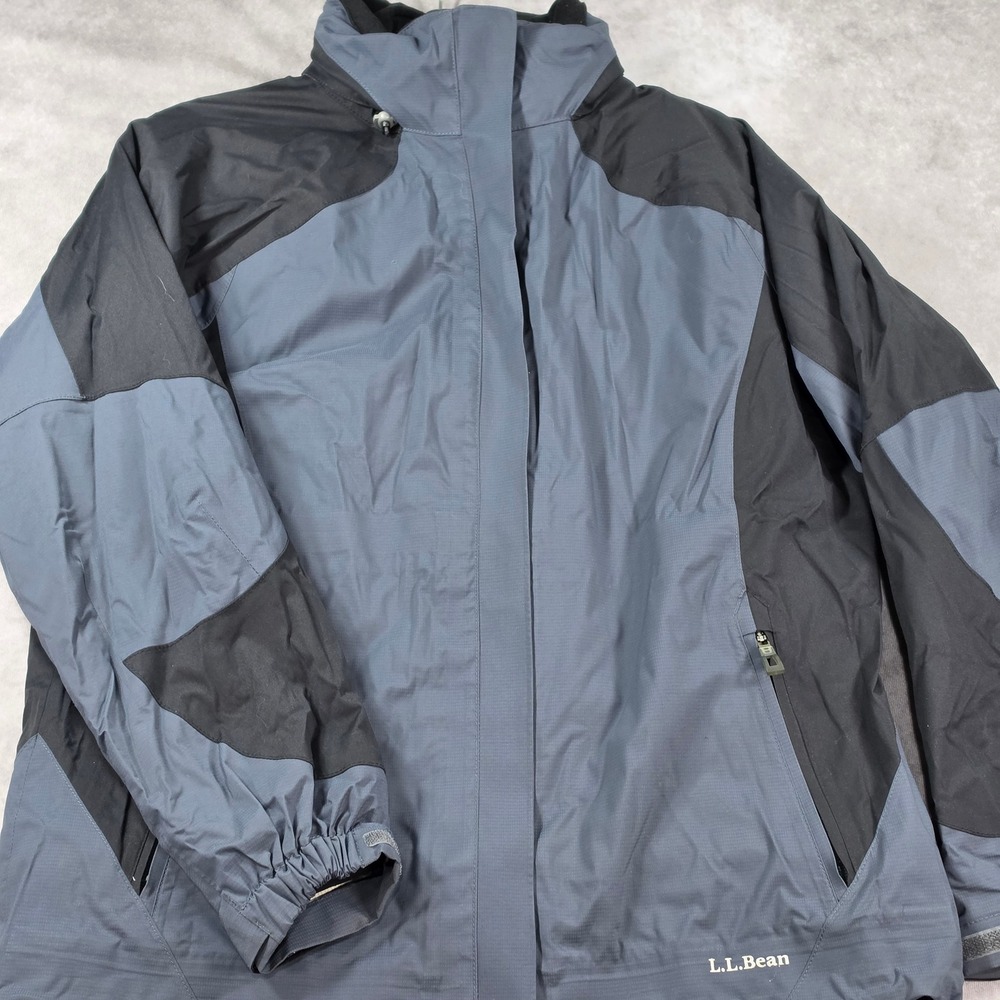 LL Bean 3 in 1 Jacket Womens M Gray Excellent Polartec Fleece Weather Channel